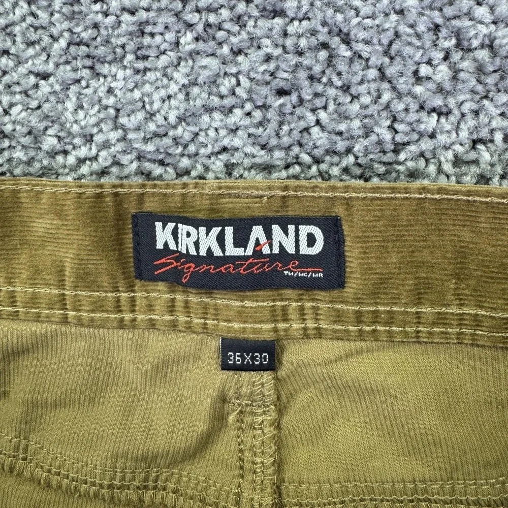 Kirkland Signature Pants Mens 36x30 Brown Corduroy Khakis Stretch Casual Pockets